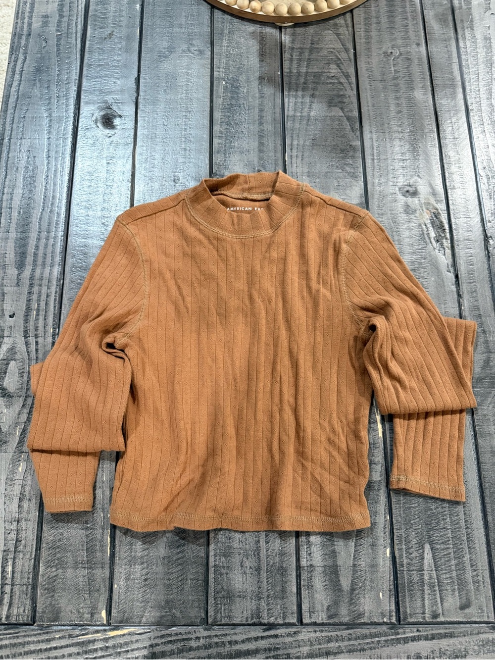 American Eagle Outfitters Women’s Ribbed Crewneck Sweater - Brown